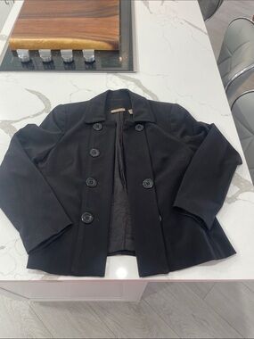 Women's Black Double-Breasted Peacoat